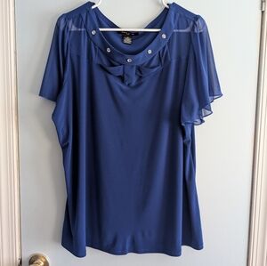Chic Blue Women's Blouse with Embellishments